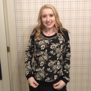 Black floral pattern sweater